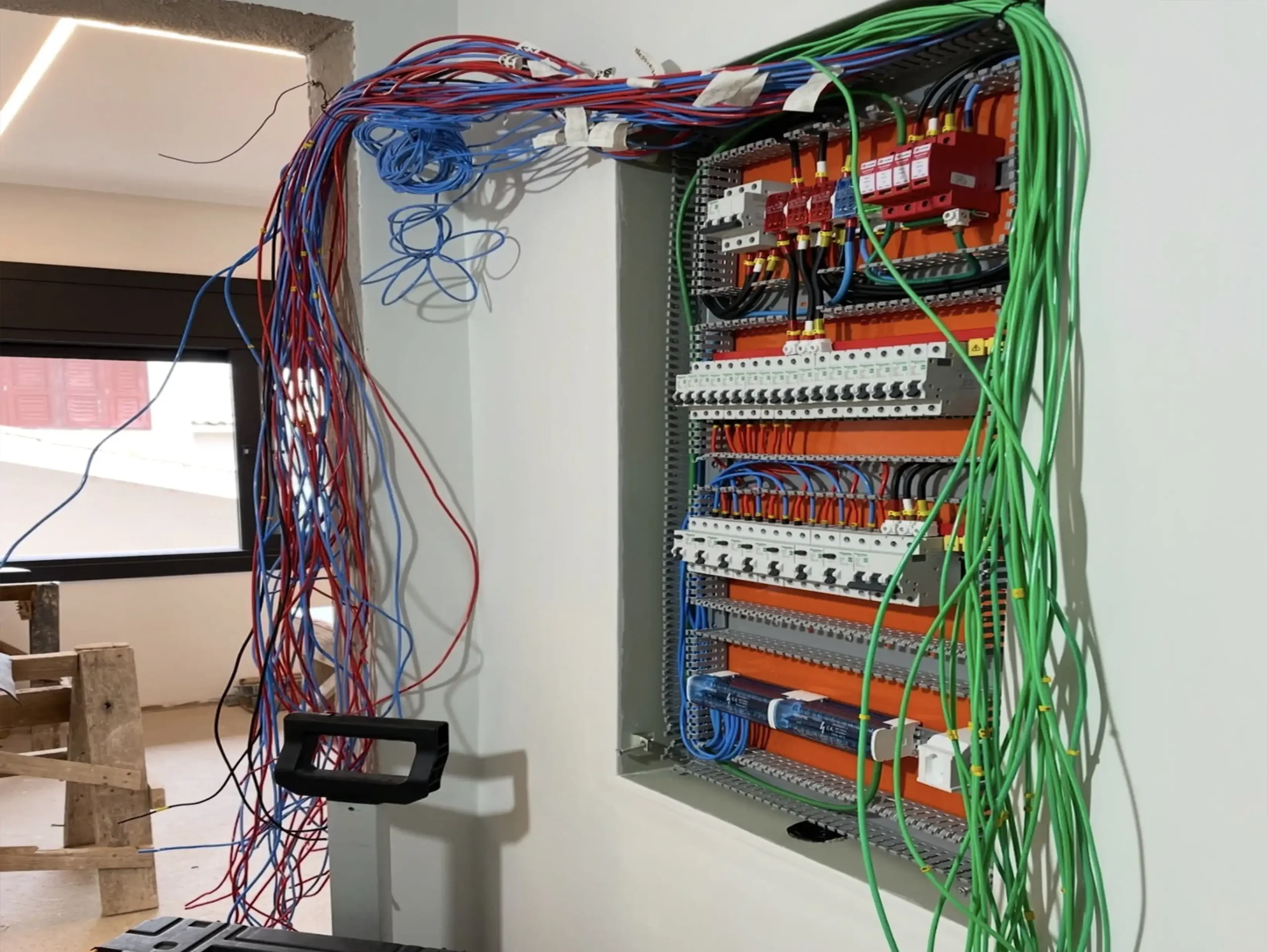 Eletricista realizando instalação elétrica em apartamento em São Paulo